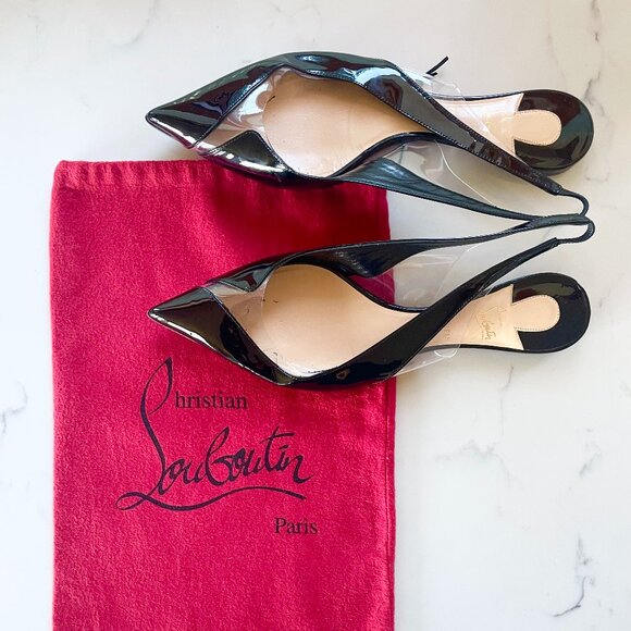 Christian Louboutin Shoes - Christian Louboutin Black Slingback Pointed Flats Size 39.5EU 9US
